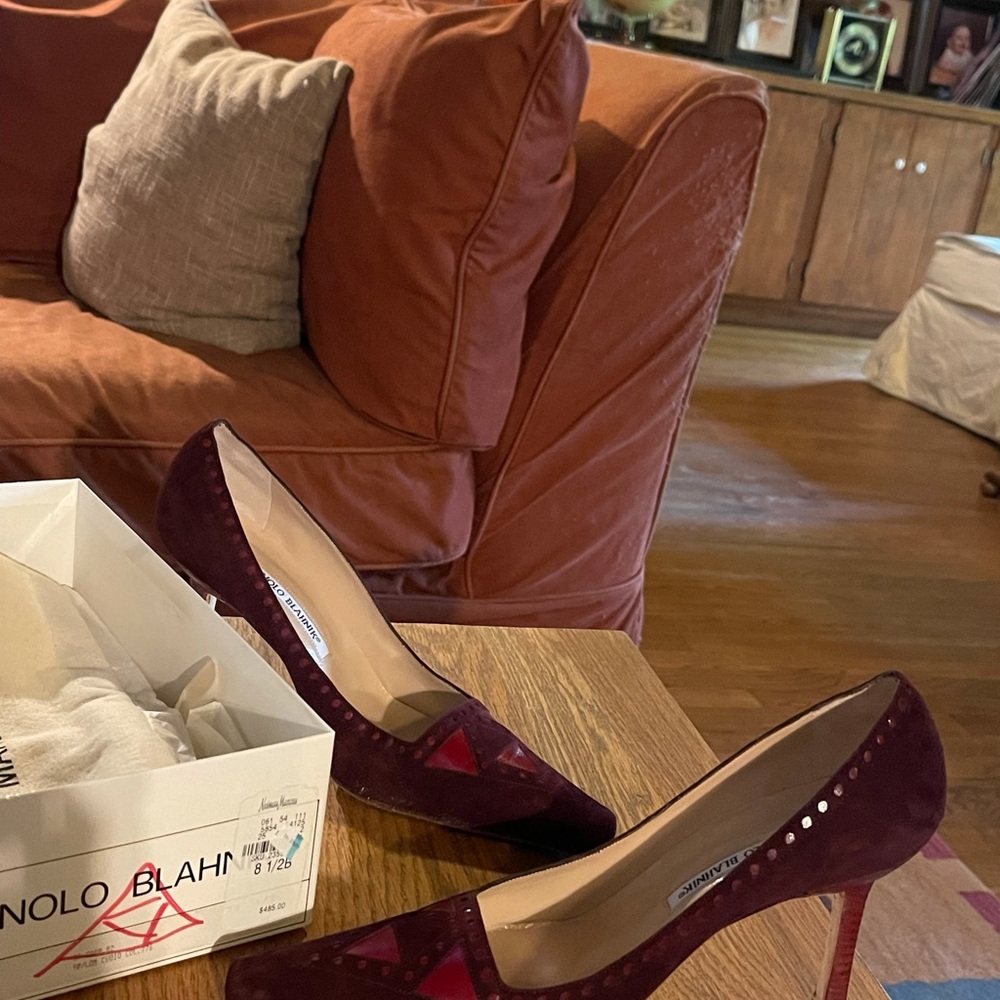 Manolo Blahnik heels. Burgundy color